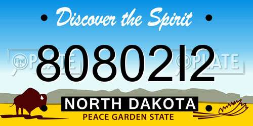 80802I2 North Dakota License Plate