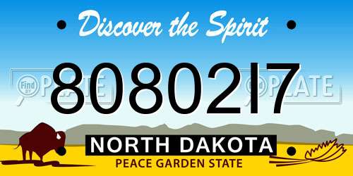 80802I7 North Dakota License Plate