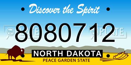 8080712 North Dakota License Plate