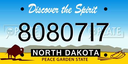 80807I7 North Dakota License Plate