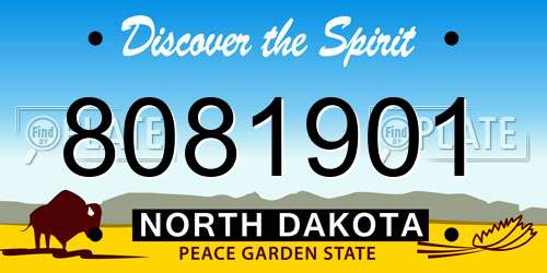 8081901 North Dakota License Plate