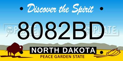 8082BD North Dakota License Plate