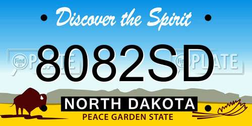 8082SD North Dakota License Plate