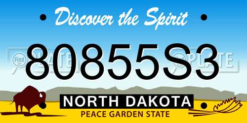 80855S3 North Dakota License Plate