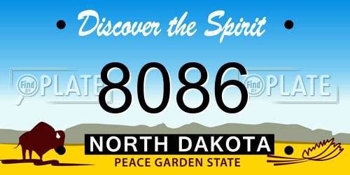 8086 North Dakota License Plate