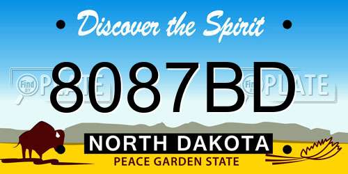 8087BD North Dakota License Plate