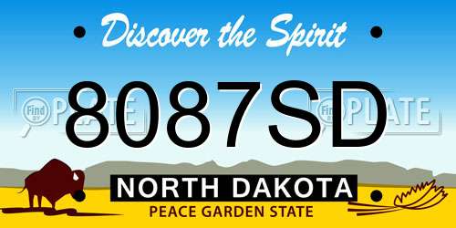 8087SD North Dakota License Plate