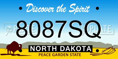 8087SQ North Dakota License Plate