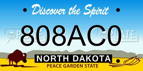 808AC0 North Dakota License Plate