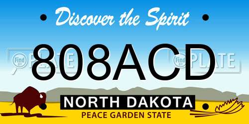 808ACD North Dakota License Plate