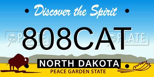 808CAT North Dakota License Plate