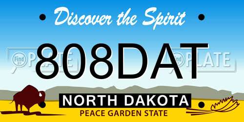 808DAT North Dakota License Plate
