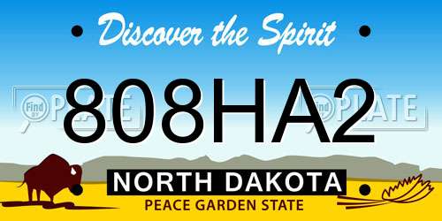 808HA2 North Dakota License Plate