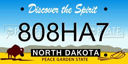 808HA7 North Dakota License Plate