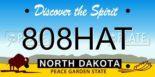 808HAT North Dakota License Plate