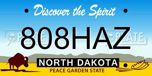 808HAZ North Dakota License Plate