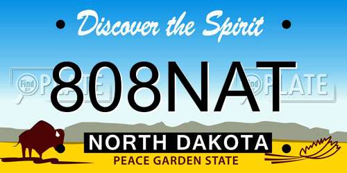 808NAT North Dakota License Plate