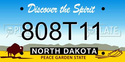808T11 North Dakota License Plate