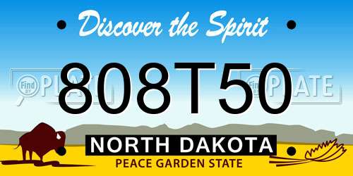 808T50 North Dakota License Plate