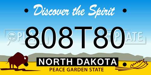 808T80 North Dakota License Plate