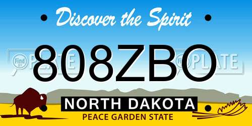 808ZBO North Dakota License Plate