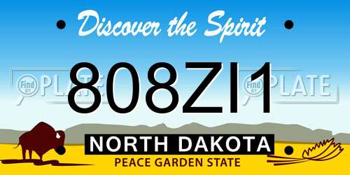 808ZI1 North Dakota License Plate