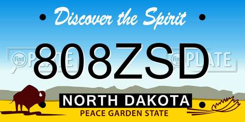 808ZSD North Dakota License Plate