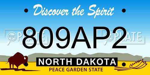809AP2 North Dakota License Plate