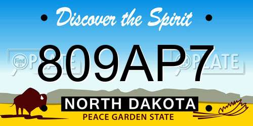 809AP7 North Dakota License Plate