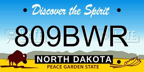809BWR North Dakota License Plate