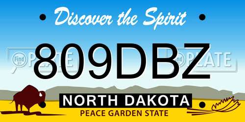 809DBZ North Dakota License Plate