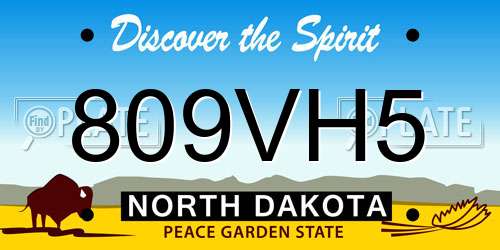 809VH5 North Dakota License Plate