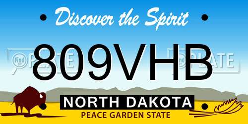 809VHB North Dakota License Plate