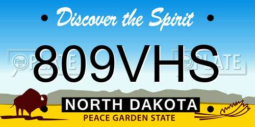 809VHS North Dakota License Plate