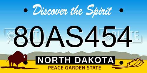 80AS454 North Dakota License Plate