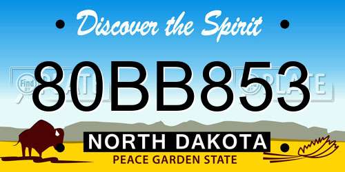 80BB853 North Dakota License Plate