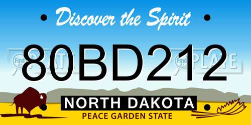 80BD212 North Dakota License Plate