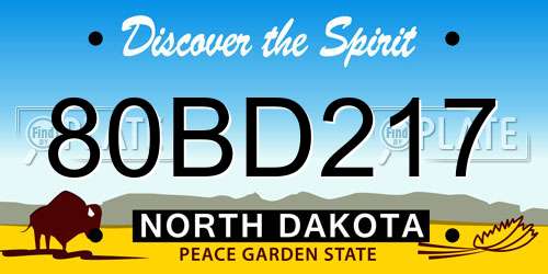 80BD217 North Dakota License Plate