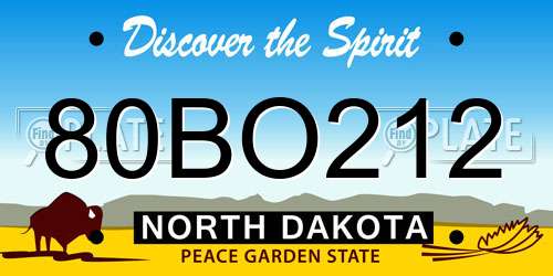80BO212 North Dakota License Plate