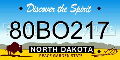 80BO217 North Dakota License Plate