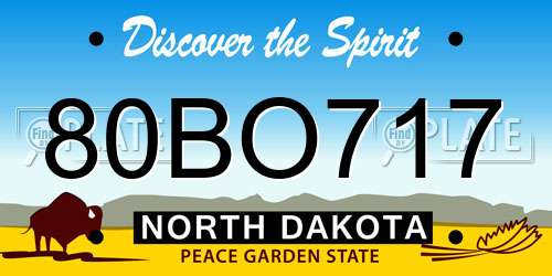 80BO717 North Dakota License Plate