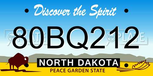 80BQ212 North Dakota License Plate