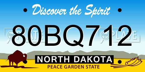 80BQ712 North Dakota License Plate