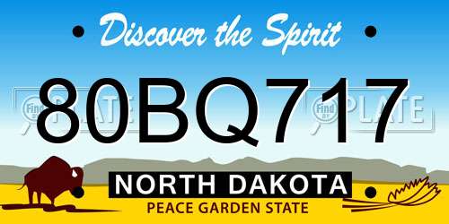 80BQ717 North Dakota License Plate