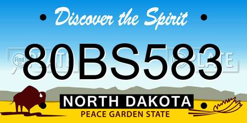 80BS583 North Dakota License Plate
