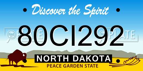 80CI292 North Dakota License Plate