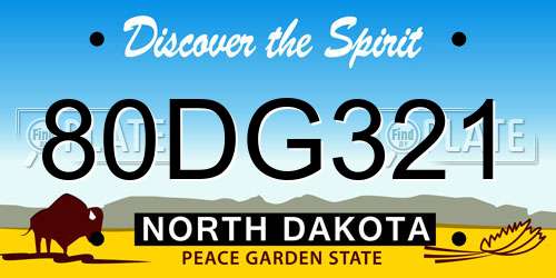 80DG321 North Dakota License Plate