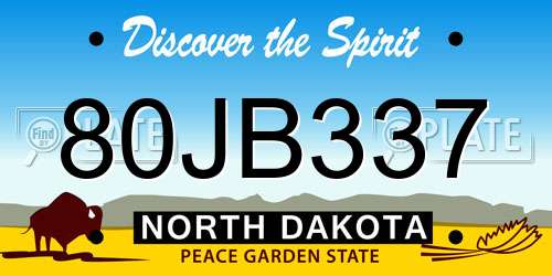 80JB337 North Dakota License Plate