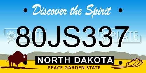 80JS337 North Dakota License Plate