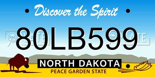 80LB599 North Dakota License Plate